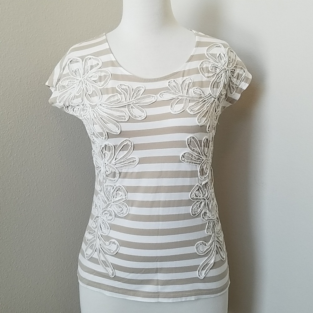 Chico's Simone Striped Scoop Neck Shirt